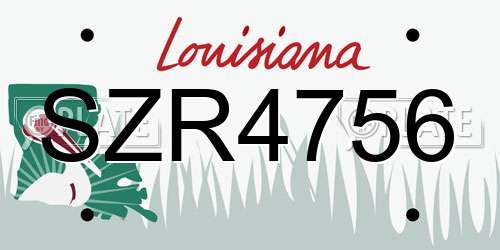 SZR4756 Louisiana License Plate