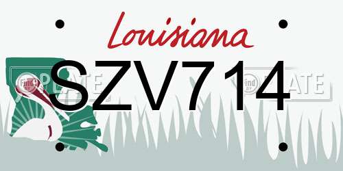 SZV714 Louisiana License Plate