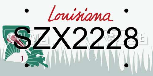 SZX2228 Louisiana License Plate