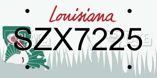 SZX7225 Louisiana License Plate