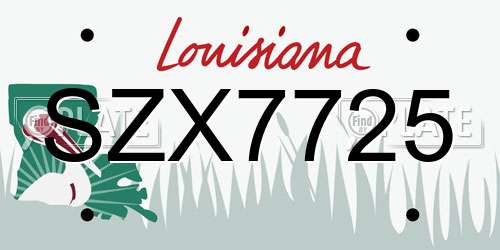 SZX7725 Louisiana License Plate
