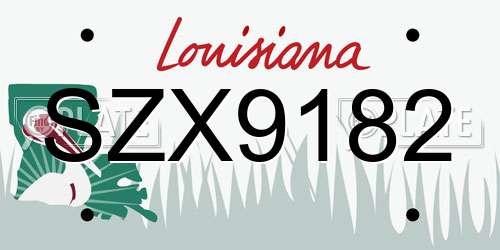 SZX9182 Louisiana License Plate