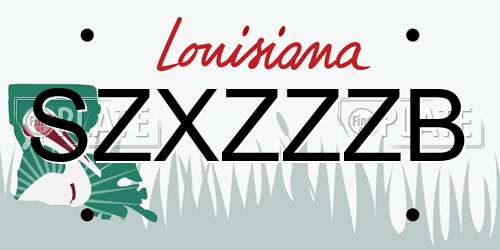 SZXZZZB Louisiana License Plate