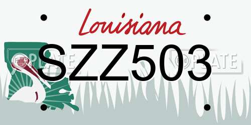 SZZ503 Louisiana License Plate