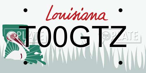 T00GTZ Louisiana License Plate