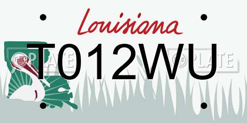 T012WU Louisiana License Plate