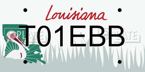 T01EBB Louisiana License Plate