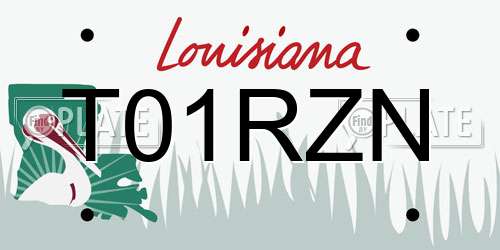 T01RZN Louisiana License Plate