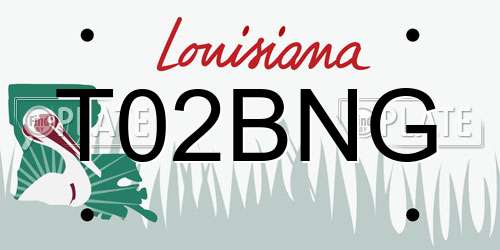 T02BNG Louisiana License Plate
