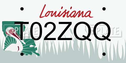T02ZQQ Louisiana License Plate