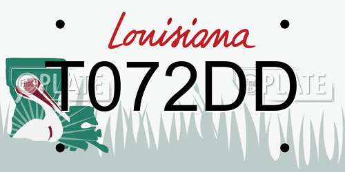T072DD Louisiana License Plate