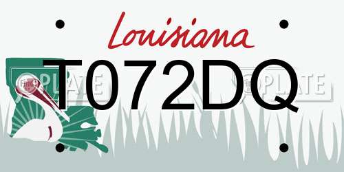 T072DQ Louisiana License Plate