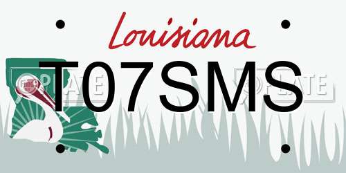 T07SMS Louisiana License Plate