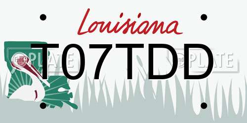 T07TDD Louisiana License Plate