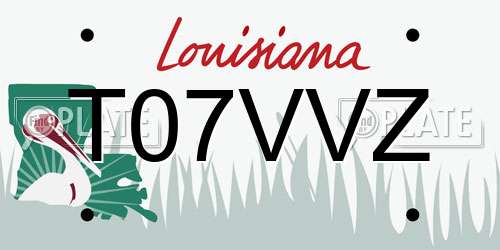 T07VVZ Louisiana License Plate