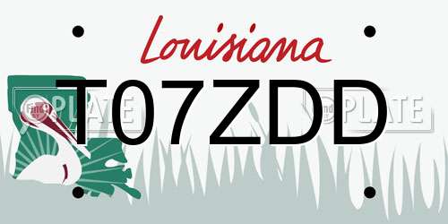 T07ZDD Louisiana License Plate