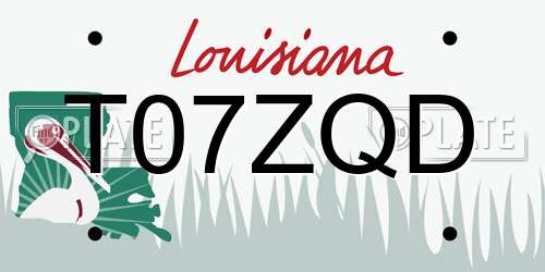 T07ZQD Louisiana License Plate