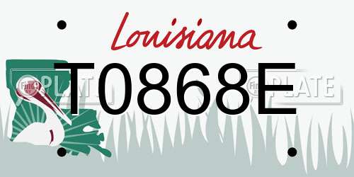 T0868E Louisiana License Plate