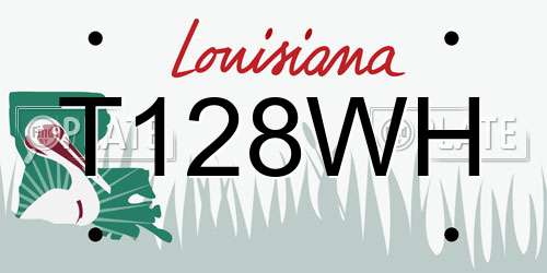 T128WH Louisiana License Plate