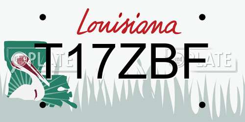 T17ZBF Louisiana License Plate
