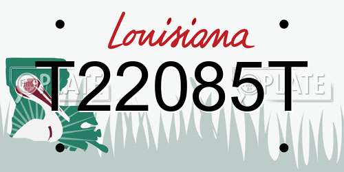 T22085T Louisiana License Plate