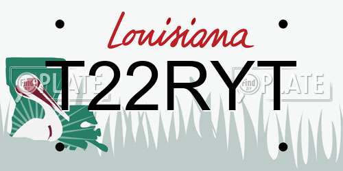 T22RYT Louisiana License Plate