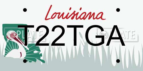 T22TGA Louisiana License Plate
