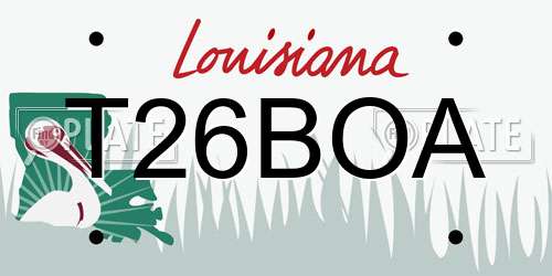 T26BOA Louisiana License Plate