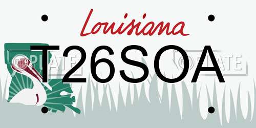 T26SOA Louisiana License Plate