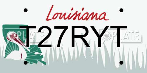 T27RYT Louisiana License Plate