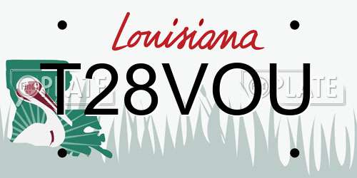 T28VOU Louisiana License Plate