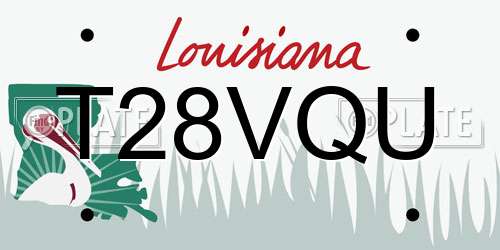 T28VQU Louisiana License Plate