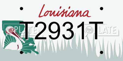 T2931T Louisiana License Plate