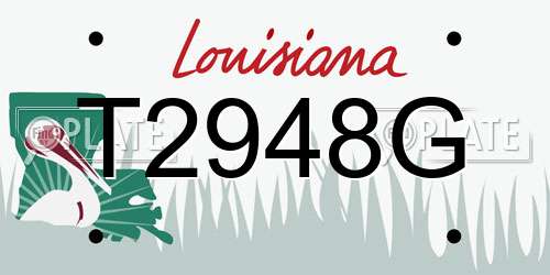 T2948G Louisiana License Plate