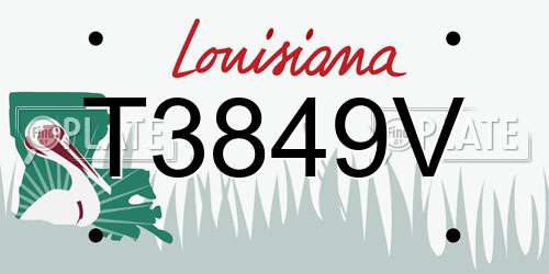 T3849V Louisiana License Plate