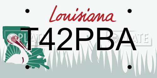 T42PBA Louisiana License Plate