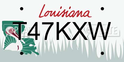 T47KXW Louisiana License Plate