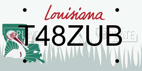 T48ZUB Louisiana License Plate
