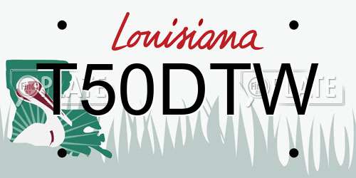 T50DTW Louisiana License Plate