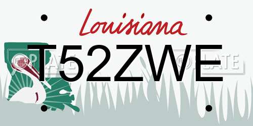 T52ZWE Louisiana License Plate