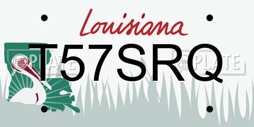 T57SRQ Louisiana License Plate