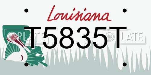 T5835T Louisiana License Plate