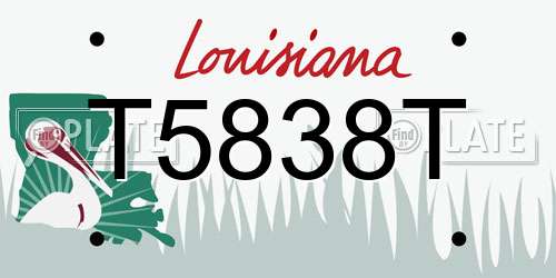 T5838T Louisiana License Plate