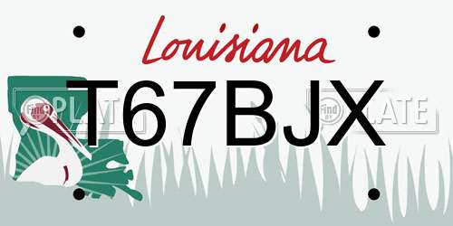 T67BJX Louisiana License Plate