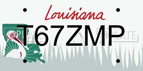 T67ZMP Louisiana License Plate