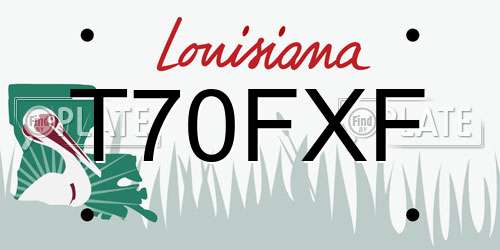 T70FXF Louisiana License Plate