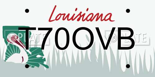 T70OVB Louisiana License Plate