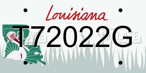 T72022G Louisiana License Plate