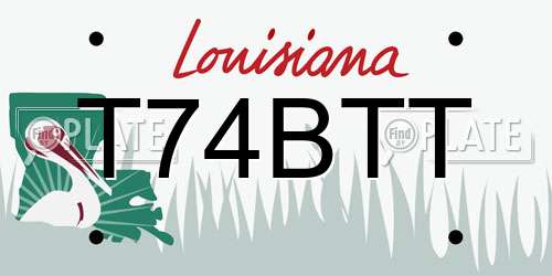 T74BTT Louisiana License Plate