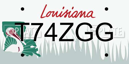 T74ZGG Louisiana License Plate